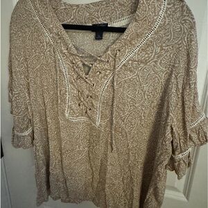 Tan gold leaf Daytrip blouse